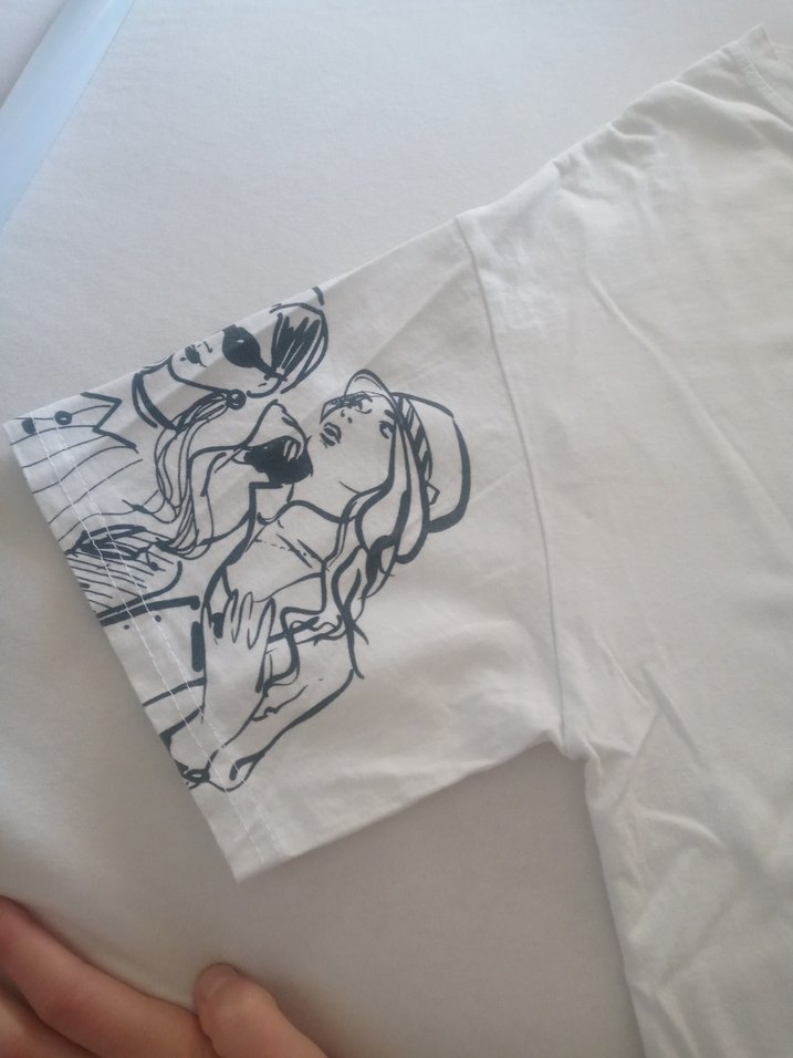 Baskılı Beyaz Kız Tişörtü, Rahat Kesim - Görsel 5