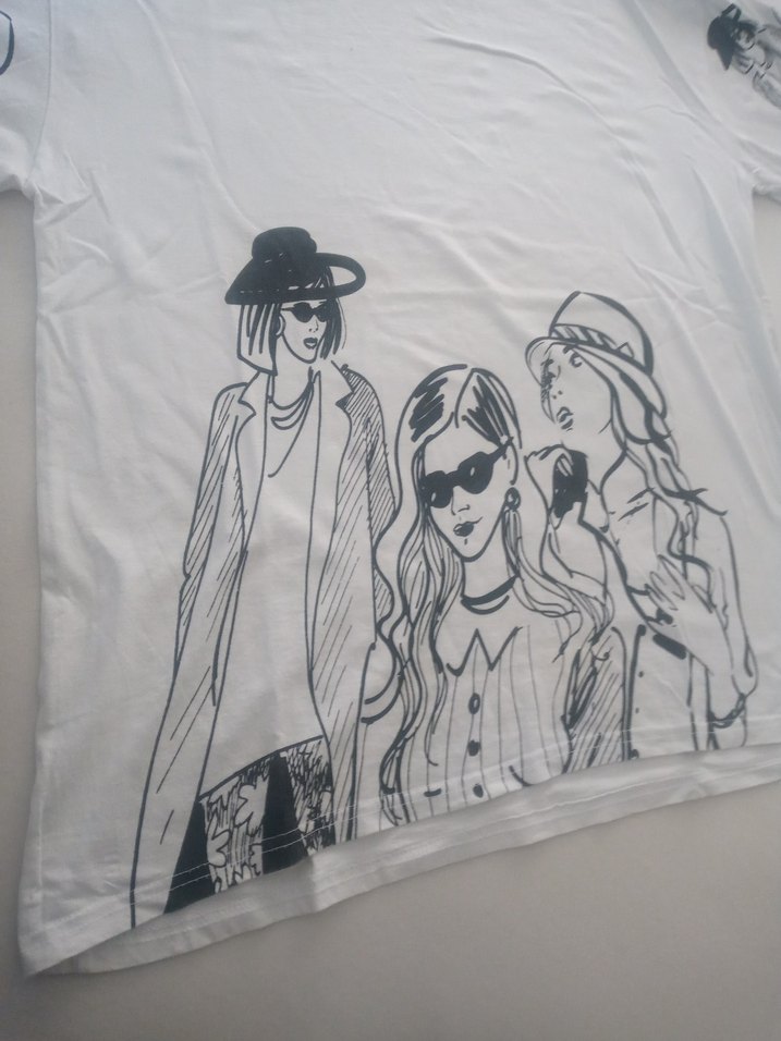 Baskılı Beyaz Kız Tişörtü, Rahat Kesim - Görsel 2