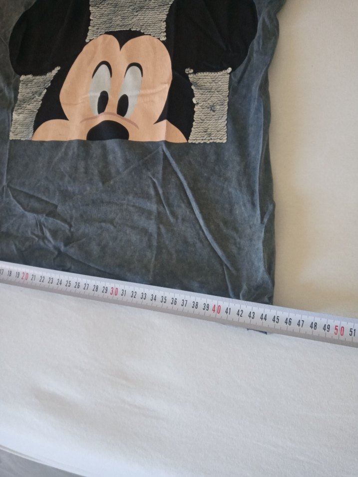 Kız Çocuk Gri Mickey Baskılı Tişört - Görsel 3