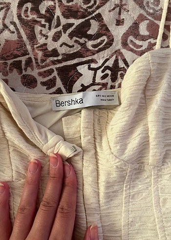 s Beden Beyaz korse detay Askılı Midi Elbise