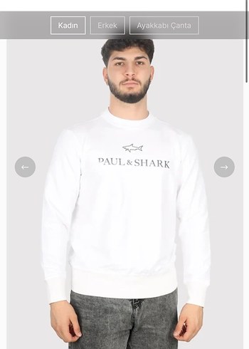 Paul&Shark Paul &Shark Orjinal Erkek Beyaz Bisiklet Yaka Sweatshirt