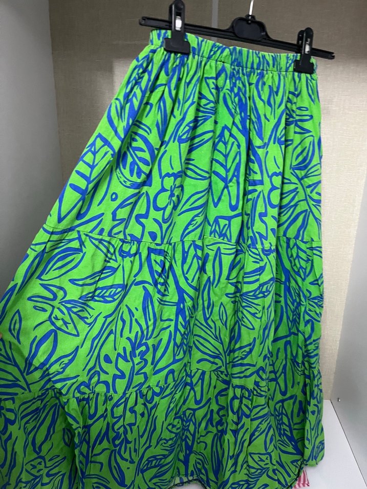 Yeşil Pilili Bohem Uzun Etek - Görsel 4