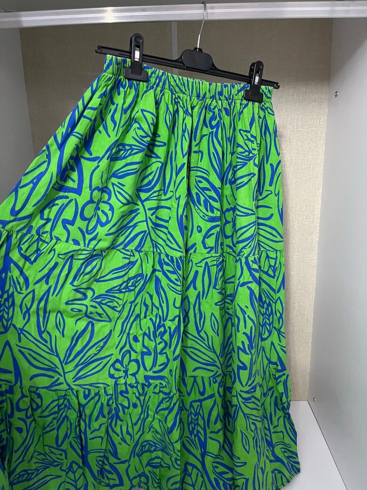 Yeşil Pilili Bohem Uzun Etek - Görsel 2