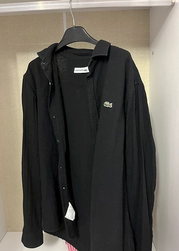 Lacoste Siyah Keten Erkek - Bayan Gömlek - Görsel 3