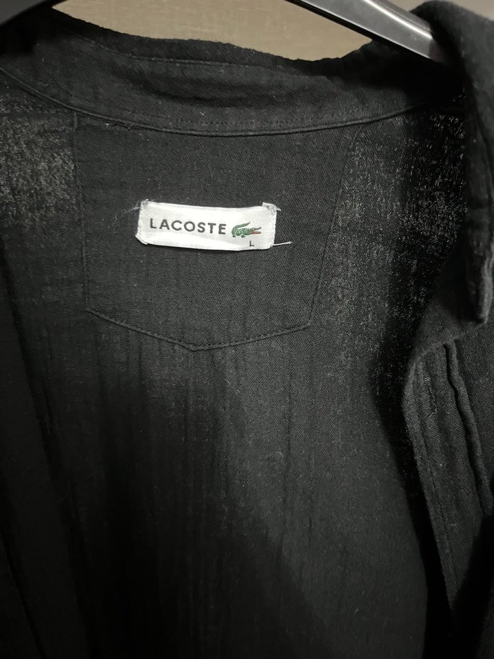 Lacoste Siyah Keten Erkek - Bayan Gömlek - Görsel 5