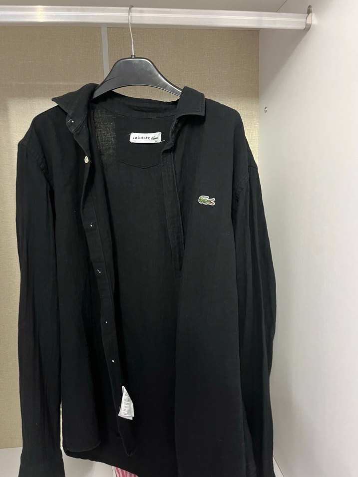 Lacoste Siyah Keten Erkek - Bayan Gömlek - Görsel 2