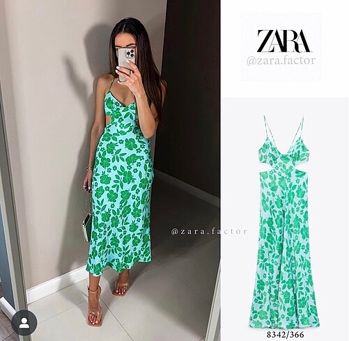 xs Beden yeşil Renk Zara saten elbise