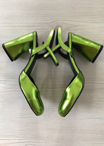 Parlak Yeşil Kadın Platform Topuklu Ayakkabı - Görsel 2