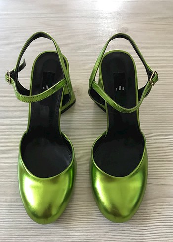 Parlak Yeşil Kadın Platform Topuklu Ayakkabı - Görsel 4
