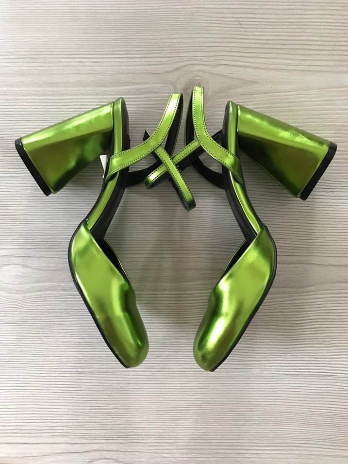 Parlak Yeşil Kadın Platform Topuklu Ayakkabı - Görsel 2
