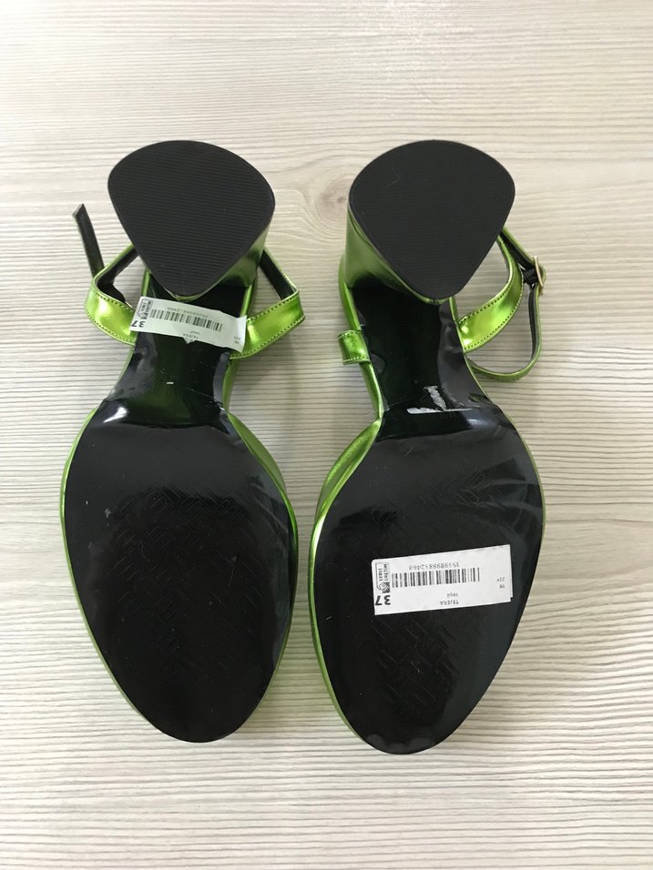 Parlak Yeşil Kadın Platform Topuklu Ayakkabı - Görsel 3