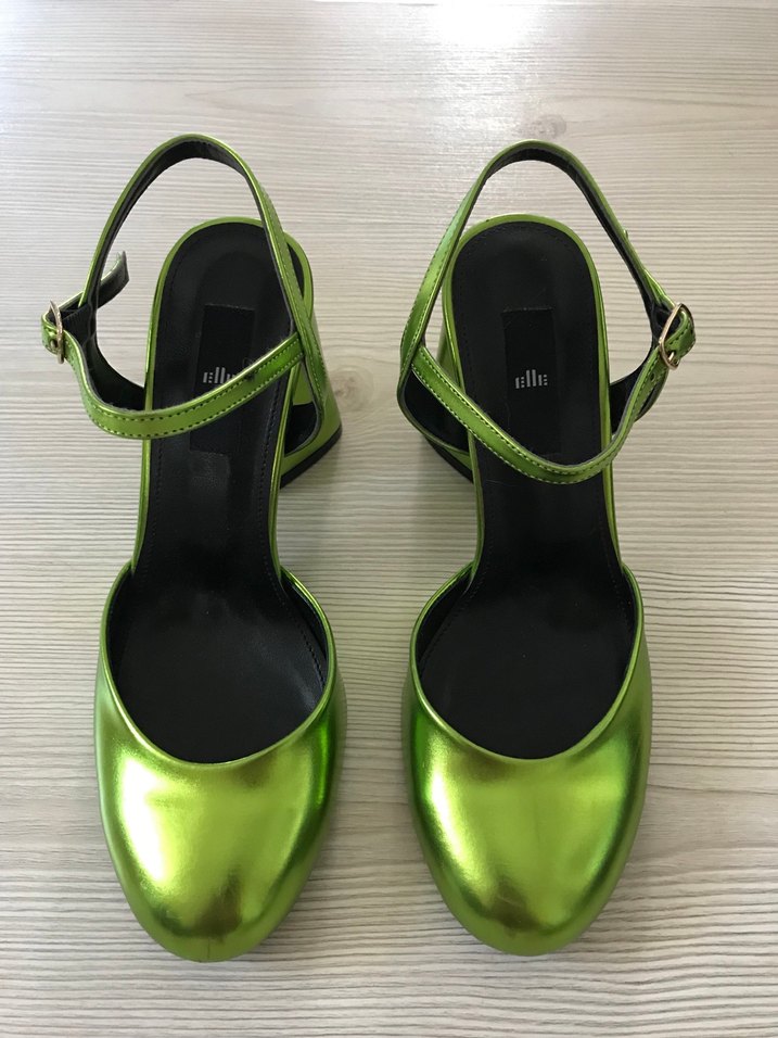 Parlak Yeşil Kadın Platform Topuklu Ayakkabı - Görsel 4