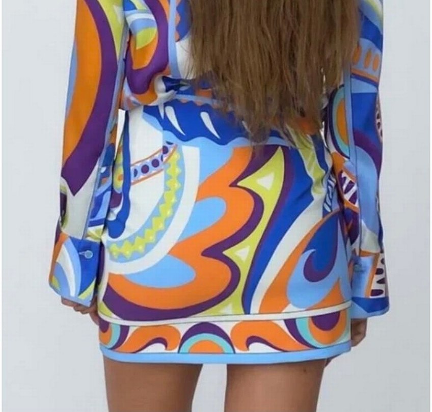 Renkli Bohem Mini Elbise - Görsel 2