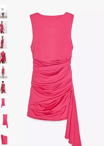 Pembe Drapeli Mini Elbise - Görsel 5