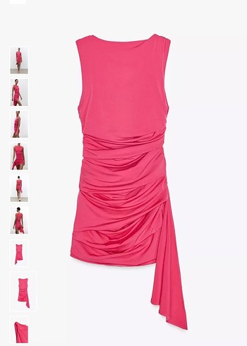 Pembe Drapeli Mini Elbise - Görsel 4