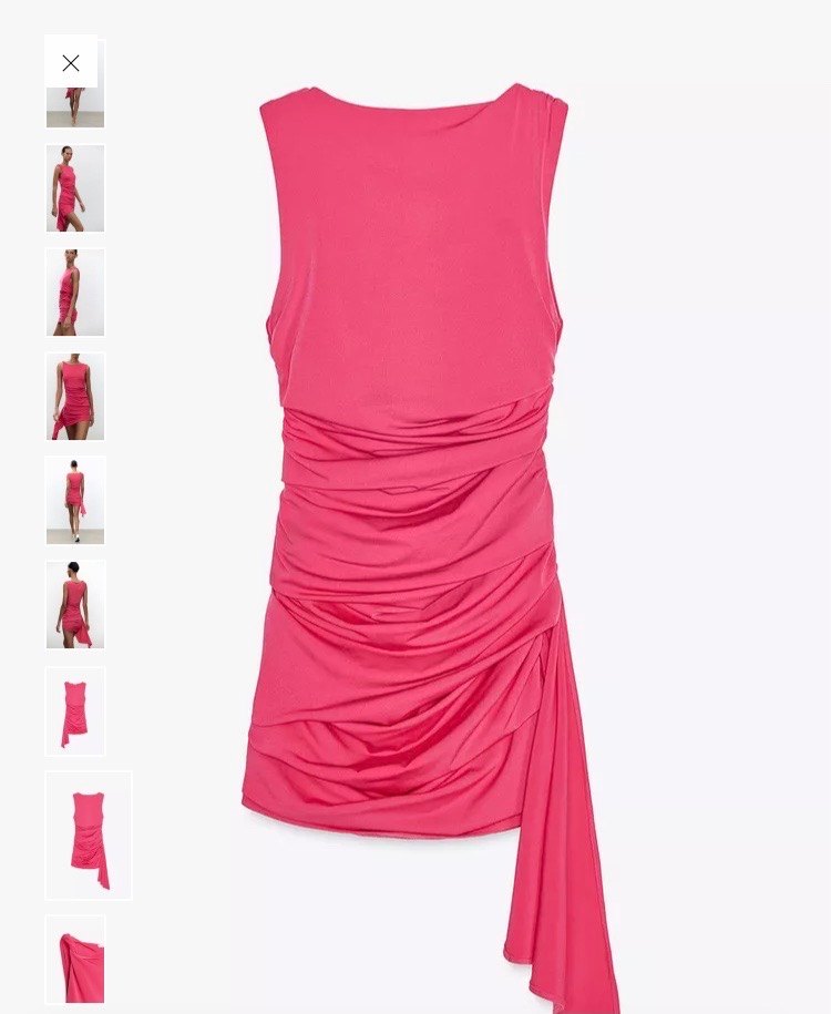 Pembe Drapeli Mini Elbise - Görsel 5