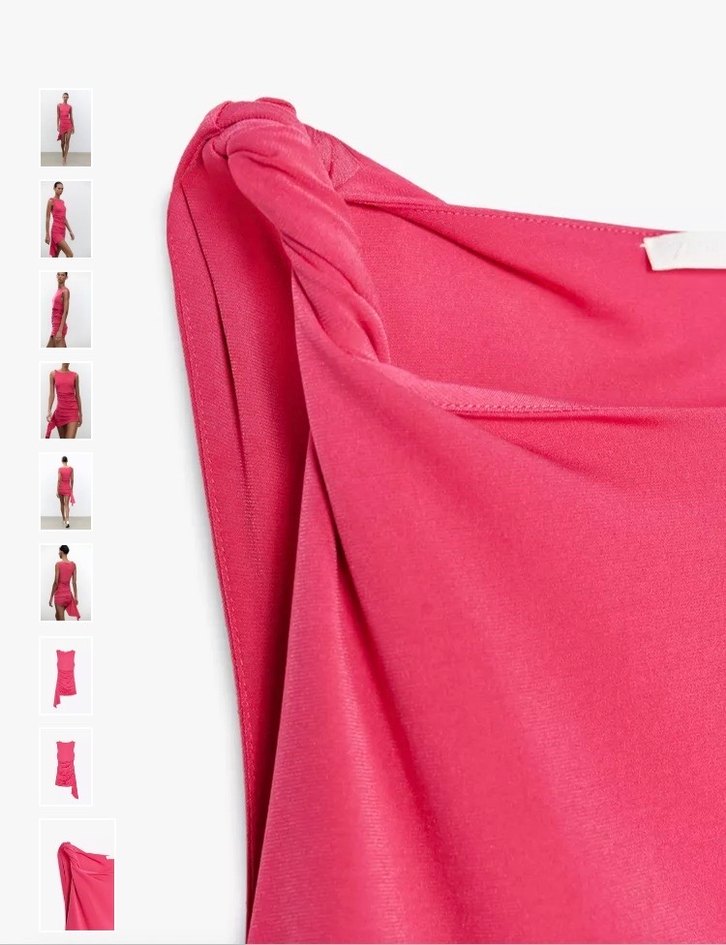 Pembe Drapeli Mini Elbise - Görsel 3