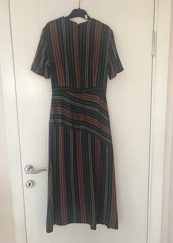 Kahverengi V Yakalı Kadın Uzun Elbise - Görsel 3