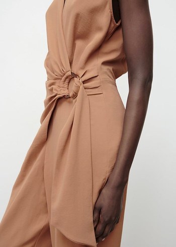 Zara Bej Kemerli V Yaka Kadın Tulum - Görsel 2