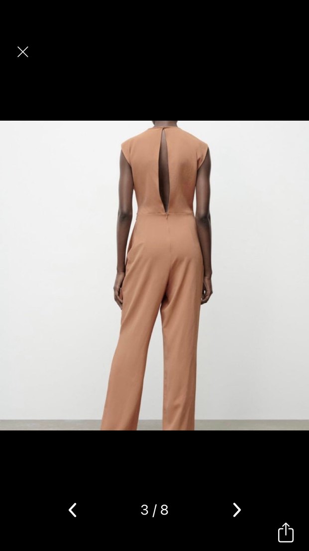 Zara Bej Kemerli V Yaka Kadın Tulum - Görsel 3