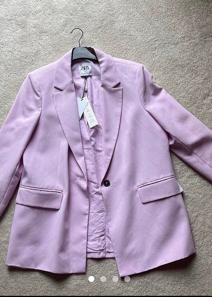 Düğmeli Pembe Kadın Denim Blazer - Görsel 2