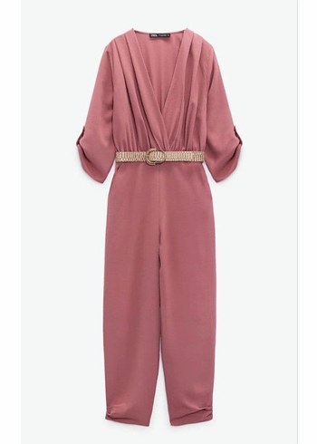 Pembe V Yaka Kadın Tulum - Görsel 2