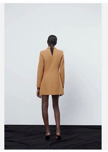 Bej Düğmeli Kadın Mini Blazer Ceket - Görsel 2