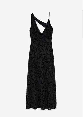 Siyah Yılan Desenli Uzun V Yaka Elbise - Görsel 4