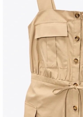 Bej Pamuklu Askılı Kadın Tulum - Görsel 4