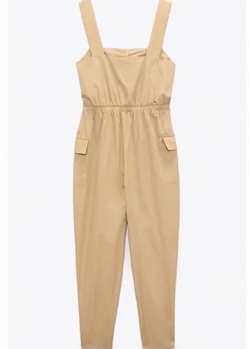 Bej Pamuklu Askılı Kadın Tulum - Görsel 6