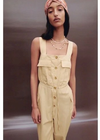 Zara Bej Pamuklu Kadın Uzun Tulum