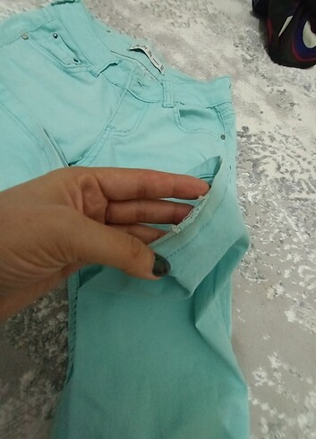 27 Beden 27.İspanyol paça turkuaz ince pantalon