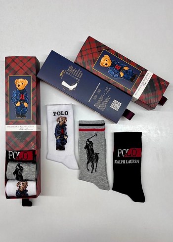 U.S Polo Assn. Polo Ralph Lauren Cok Renkli Desenli Bayan Erkek Corap Seti