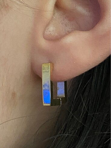 H&M Kare çelik gold küpe