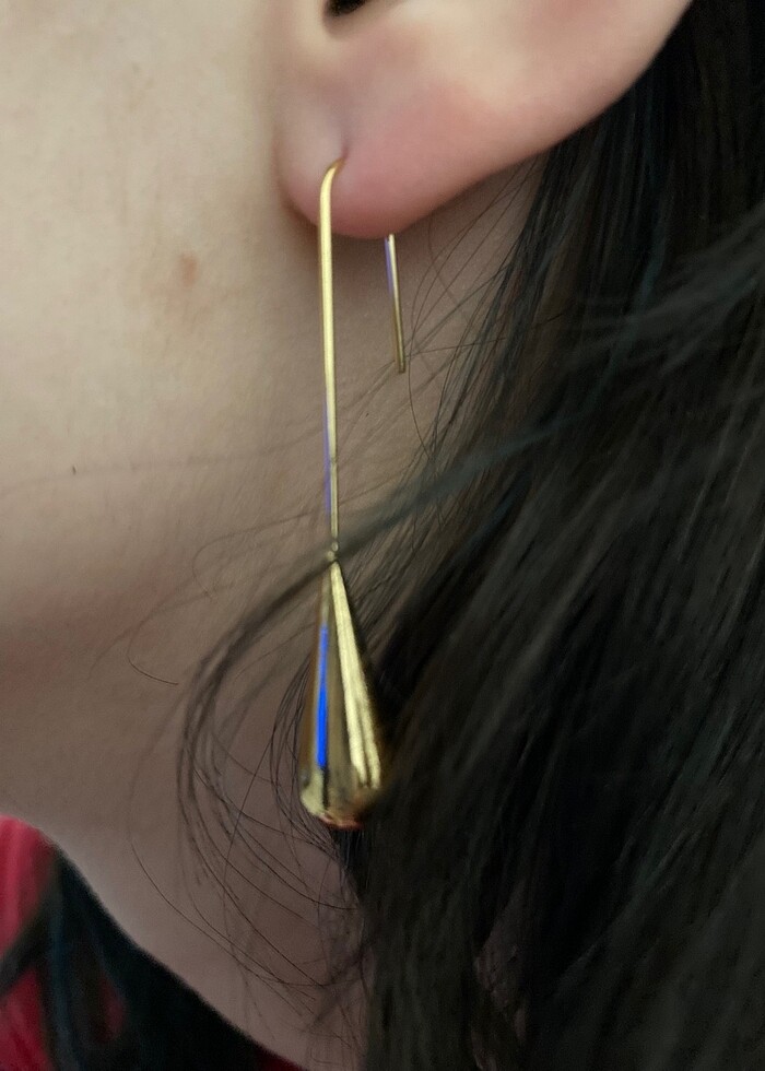 Çelik sallantı küpe gold - Görsel 3