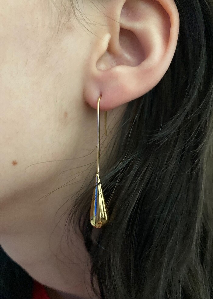 Çelik sallantı küpe gold - Görsel 2