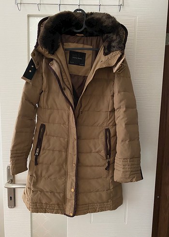 Kadın Bej Midi Süet Kaban, Kürklü, Sokak Stili - Görsel 3