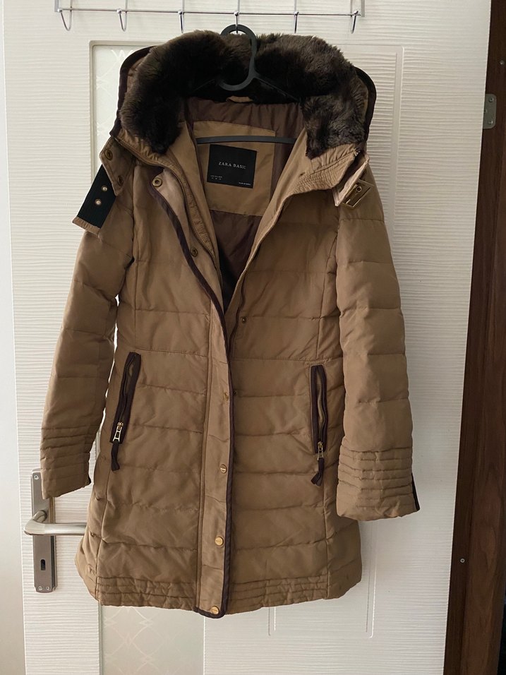 Kadın Bej Midi Süet Kaban, Kürklü, Sokak Stili - Görsel 3