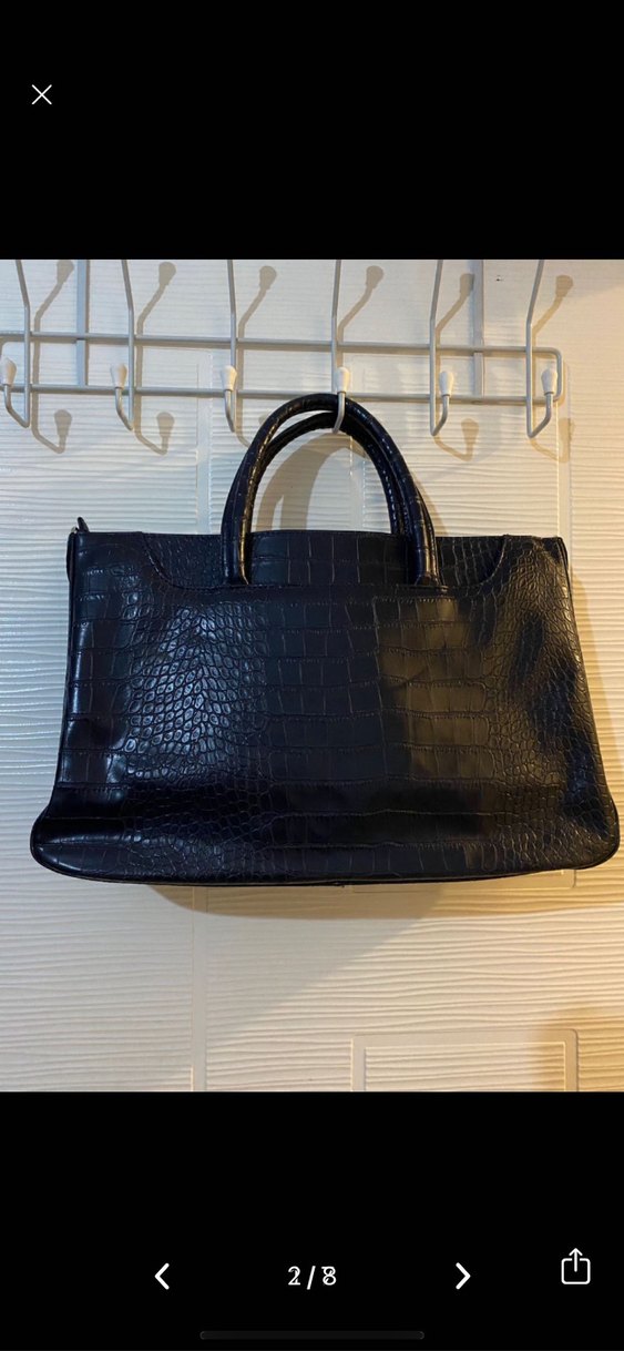 Lacivert Yılan Desenli Deri Kadın Çanta - Görsel 3