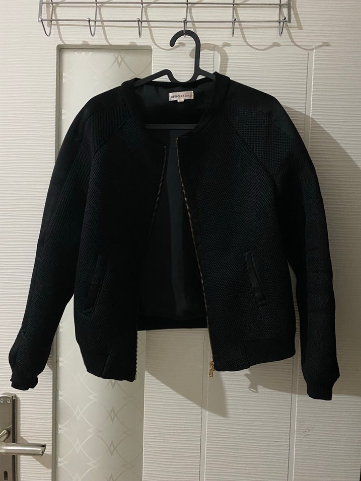 Siyah Fermuarlı Kadın Midi Ceket - Görsel 3