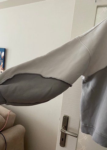 Gri Oversize Kadın Sweatshirt - Görsel 4