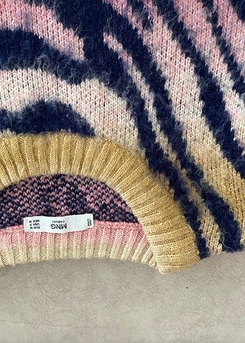 Kürk Detaylı Zebra Desenli Kadın Mini Triko - Görsel 3