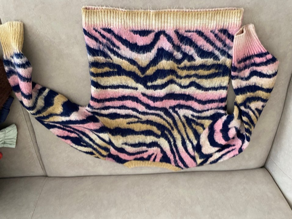 Kürk Detaylı Zebra Desenli Kadın Mini Triko - Görsel 2