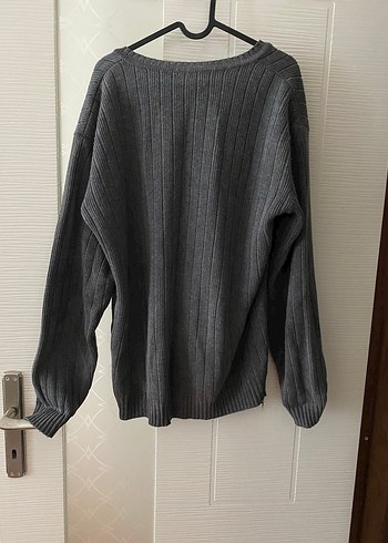 Kadın Gri V Yaka Triko Kazak - Görsel 2