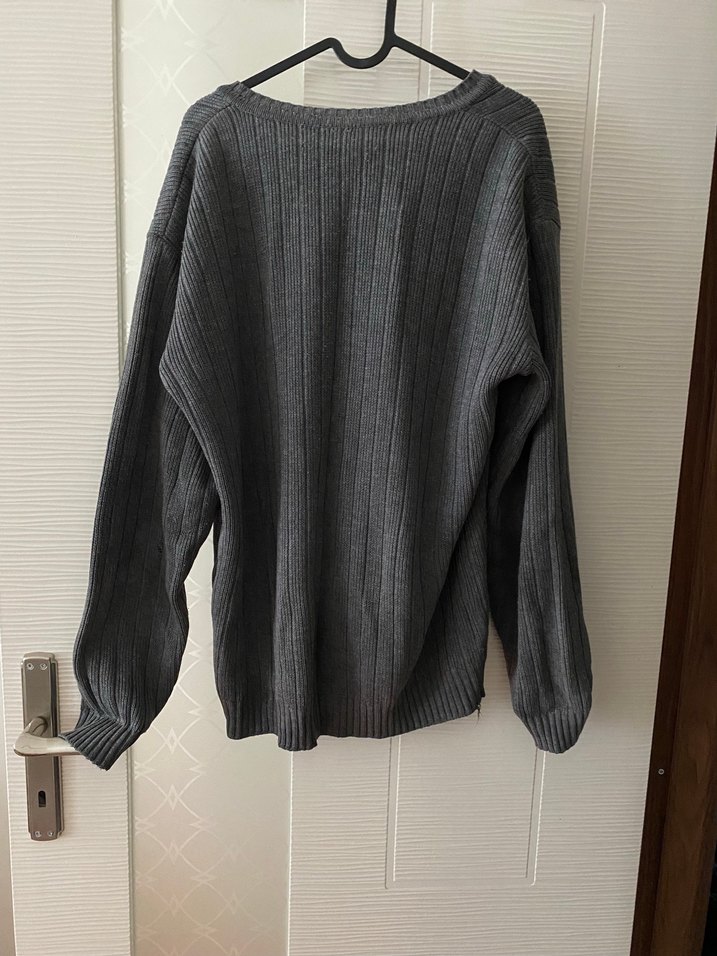 Kadın Gri V Yaka Triko Kazak - Görsel 2