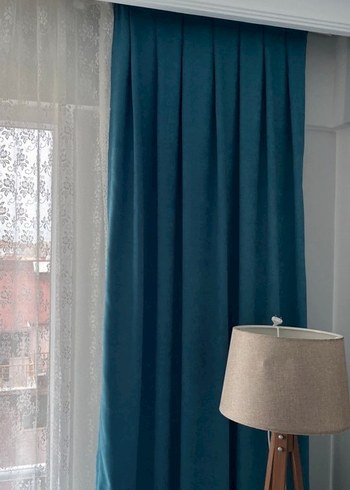 Çağdaş Mavi Baskılı Perde - Görsel 4