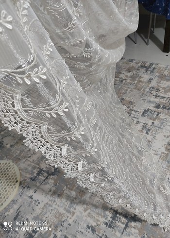 Beyaz Nakışlı Bohem Perde - Görsel 3