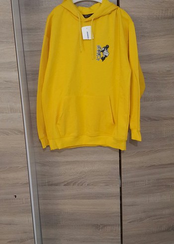 Sarı Kapüşonlu Kadın Sweatshirt