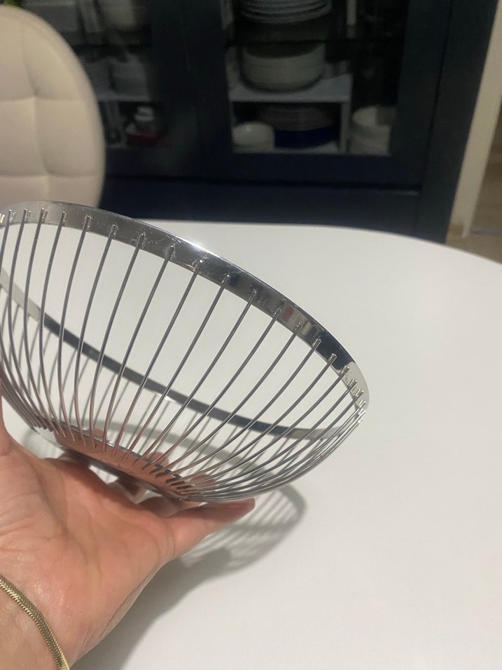 Gri Metal Tel Meyve ve ekmek Sepeti - Görsel 5