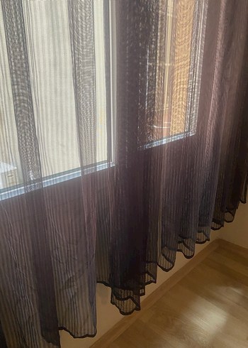 Taç kahverengi Modern Düz Tül Perde - Görsel 4